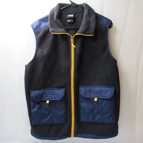The North Face Vest Men Size Medium Royal Blue Yellow Zipper Fleece Pockets Good - Picture 1 of 10